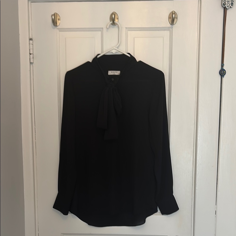 Babaton Black Long Sleeve Tie Front Blouse